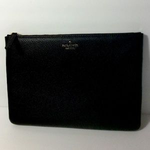 Kate Spade Large Zip Pouch, Pebbled Leather, Black